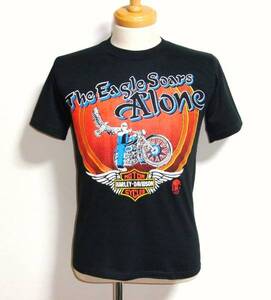 1980s デッドストック USA製 HARLEY DAVIDSON ハーレーダビッドソン プリントTシャツ S ブラック ヴィンテージ 