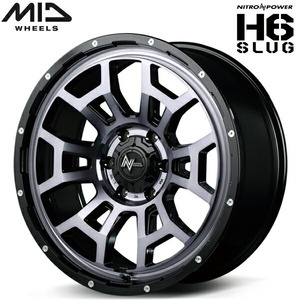 MID NITRO POWER H6 SLUG ホイール4本 ブラッククリア/ピアスドリルド 8.5J-20インチ 6穴/PCD139.7 インセット+20