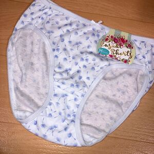 新品、未使用。青い綿帽子プリントが可愛いショーツ。Mサイズパンティ。綿毛。