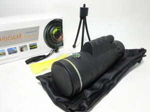 京都6★ MONOCULAR telecope 単眼鏡 ケース付き ストラップ 三脚 ブラック 