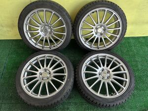 215/45R18 2本　225/40R18 2本 2018年スダットレス DUNLOP WINTER MAXX タイヤアルミセット　5穴 PCD100 ET+53 18×7.5 ハブ73mm