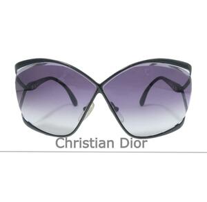 美品 Christian Dior クリスチャンディオール CDロゴ メタルフレーム フルリム サングラス アイウェア 黒 ブラック パープル