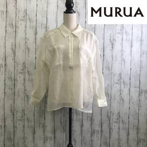 MURUA　ムルーア　シアーシャツジャケット　Fサイズ　ホワイト　透ける生地　S10-248　USED