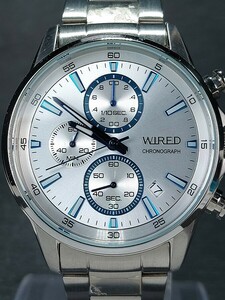 新品 SEIKO セイコー WIRED ワイアード VD57-KND0 アナログ クォーツ 腕時計 ホワイト文字盤 クロノグラフ カレンダー 新品電池交換済み