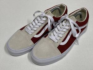 VANS OLD SKOOL 白系 スエード 赤茶 キャンバス 白ライン US10 (28cm) バンズ オールドスクール アメリカ企画限定!!