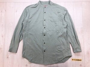 BEAMS LIGHT ビームス ライツ メンズ バンドカラー 胸ポケット 長袖シャツ M 抹茶系