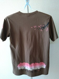 波達　Tシャツ　サイズXL　茶色　桜　ブラウン　古着　レア