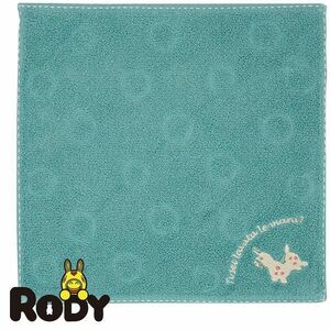 Rody ロディ　刺繍入り タオルハンカチ　（ブルー）　ギフトセット解体品　箱なし　ドット柄 ミニタオル　ハンカチ　ハンカチタオル