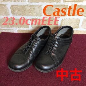 【売り切り!送料無料!】A-195 Castle!23.0cmEEE!幅広!ブラック!婦人靴!婦人シューズ!レディースシューズ!中古!