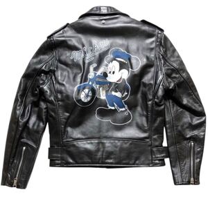 ■ Schott Arrow×Disney ショット×ディズニー ■ 613US 牛革 レザー ビッグ ミッキー プリント ワンスター ダブルライダース ジャケット