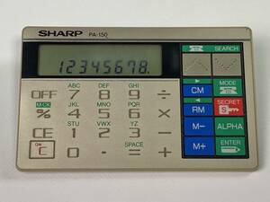 【現状品】カード電卓　SHARP　シャープ　PA-150　計算機　日本製　当時物「2858」