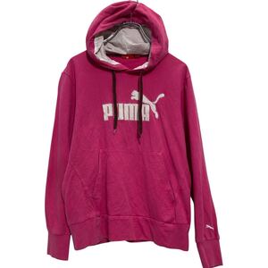 PUMA ロゴスウェット パーカー レディース L ピンク プーマ 裏パイル プルオーバー 古着卸 アメリカ仕入 a612-7916