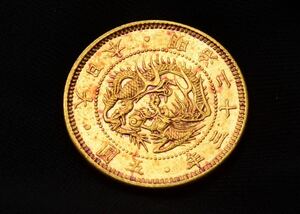 旧5円金貨（縮小）　明治23年　重量約8.33g 金90% 22K 保証 極美品　管理番号8