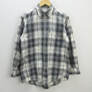 G■バーバリー/Burberry 長袖シャツ/チェックシャツ【M】灰系/men