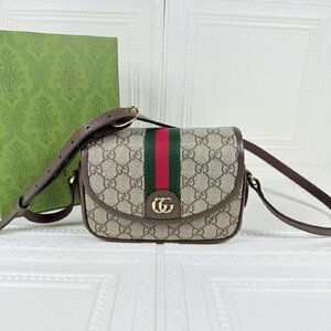 グッチ GUCCI Ophidia ダブルGロゴ キャンバス×レザートリム ショルダーバッグ / ボディバッグ エボニーカラー