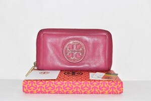 TORY BURCH トリーバーチ 長財布 ラウンドファスナー ピンク ロゴプレート 箱付き ウォレット