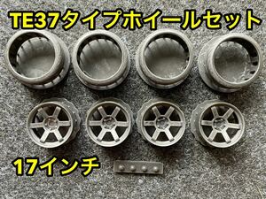 ★送料無料！ 1/24カーモデル 汎用品 17インチ TE37タイプホイールセット タイヤ付 スカイラインGT-R シルビア 180SX★