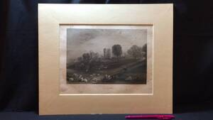 【真作 J.M.W.Turner(ターナー)/銅版画40】『Ashby de la Zouch』●イギリスロマン主義●縦33.5×横40.5㎝●検)リトグラフ/水彩画/風景画