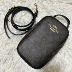 【美品】COACH エヴァフォーン ショルダーバッグ シグネチャー 2way