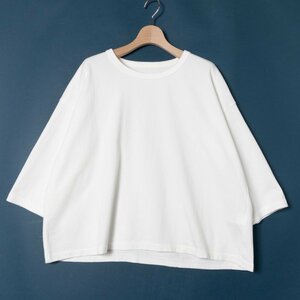 【1円スタート】nest Robe ネストローブ クルーネック七分袖カットソー Tシャツ トップス 綿100％ 厚地 シンプル 無地 ホワイト 白 日本製