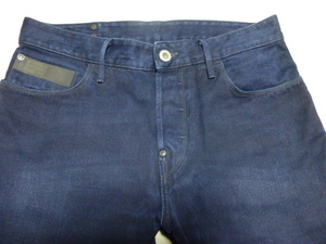 濃紺 G-STAR RAW DENIM サイズ81cm フロントボタンフライ バックシンチベルト 紙パッチ