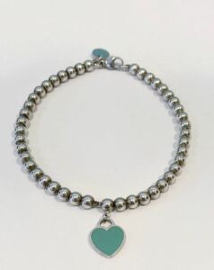 ☆新品 正規品 ティファニー tiffany&co. ブレスレット ビーズ ハート タグ ブルー シルバー 箱 巾着 紙袋 リボン ティファニーアンドコー