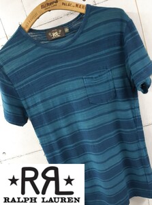 SALE！売り切り！XS RRL ボーダー 胸ポケット Tシャツ ダブルアールエル RALPH LAUREN ラルフローレン インディゴ 