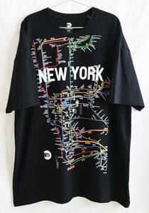  即決【ヴィンテージ/デッドストック】 MTA オフィシャル ニューヨーク路線図 Tシャツ/2XLサイズ/ブラック/激レア/フラッシャー付/p-237-2e