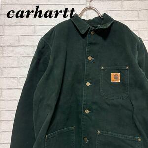 【名作】カーハート carhartt ミシガンチョアコート グリーン 濃緑 SPC C58 00年代 メンズ チョアコート Mサイズ MADE IN USA カバーオール