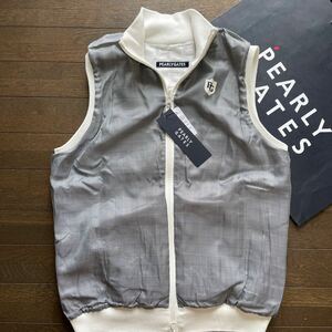 送料無料PEARLY GATESパーリーゲイツ MENS PGリバーシブルベスト撥水性グレンチェックPG編地エンボス速乾COTTON Grey White(大特価4)新品