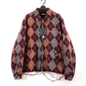 UNDERCOVER アンダーカバー 23AW アーガイルウール縮絨ダブルZIPブルゾン 4 ボルドーベース