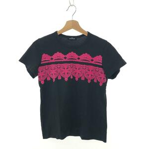 ◆tricot COMME des GARCONS トリココムデギャルソン 半袖カットソー サイズ:S◆ ブラック/ピンク レディース プリント トップス Tシャツ