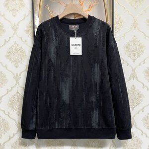 上品EU製＆定価4万◆UABONI*Paris*トレーナー*ユアボニ*パリ発◆綿 ソフト 通気 グラデーション ダメージ加工 スウェット 秋冬 M/46