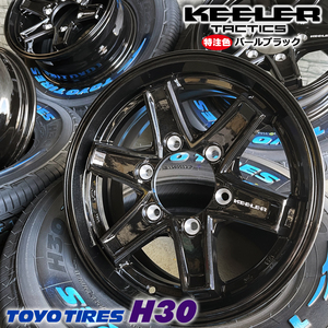 即納 タイヤホイール4本セット 特注 キーラータクティクス 15×6.0J+33 6/139.7 黒 TOYO H30 195/80R15 107/105N ハイエース 車検対応