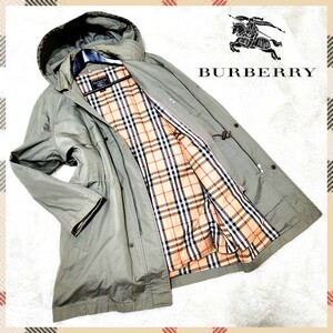 希少　BURBERRY　バーバリーズ　4way　トレンチコート　フード脱着式　ライナー脱着式　ロングコート　ノバチェック　カーキ　Mサイズ