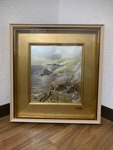 富士山　額縁　純金純銀　P 彫金製品　金属工芸　絵画