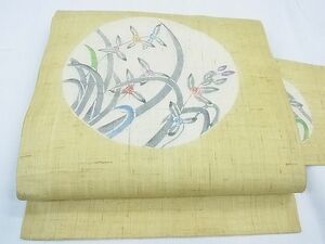 平和屋1■夏物　九寸名古屋帯　型染め　草花丸文　逸品　CAAE2954th