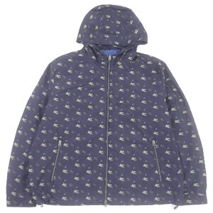 極美品□ETRO エトロ 21SS ぺガソ ロゴ総柄 WZIP フーデッド ブルゾン ナイロンジャケット ネイビー XL イタリア製 正規品 メンズ