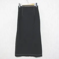 美品 Yohji Yamamoto ヨウジヤマモト ステッチデザイン ロング丈 Aライン タイト スカート FB-S04-023 1 ブラック レディース 古着 中古 USED