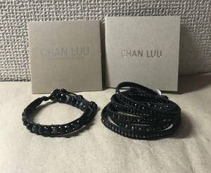 2個セット ★ 正規品 チャンルー CHAN LUU ラップブレスレット ONYX AND GUNMETAL MIX オニキス ガンメタル 黒 レザー