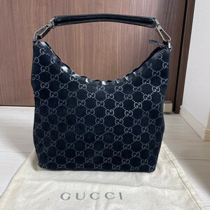 グッチ GUCCI ハンドバッグ ワンショルダーバッグ GG柄 スエード ブラック 黒