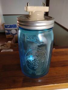 即決500円　Mason Jar メイソン　ジャー　ワイドマウス　青　照明　シーリングライト　01