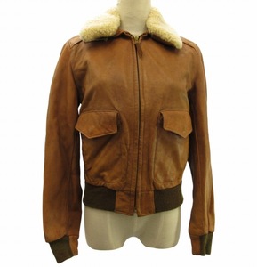 SAGA Leather Boutique サガ USA製 ムートンジャケット レザージャケット 革ジャン 茶 ブラウン 40 約M ■GY31 レディース