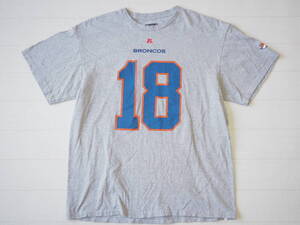 ☆送料無料☆ NFL TEAM APPAREL USA直輸入 古着 半袖 デンバー・ブロンコス ペイトン・マニング Tシャツ メンズ XL グレー トップス 中古