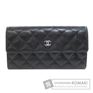 CHANEL シャネル ココマーク シルバー金具 長財布（小銭入れあり） キャビアスキン レディース 中古