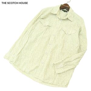 THE SCOTCH HOUSE スコッチハウス 通年 総柄 ストライプ★ 長袖 ウエスタン シャツ Sz.L　メンズ　A4T06797_6#C