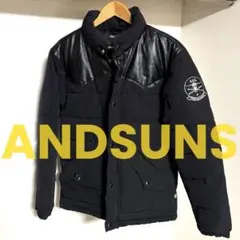 ANDSUNS ナイロン×レザー 異素材 デザイン 中綿　ジャケット