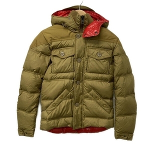 モンクレール MONCLER ダウンジャケット サイズ0 XS ROUSSEAU カーキ×レッド メンズ 長袖/ジップアップ/冬 ジャケット