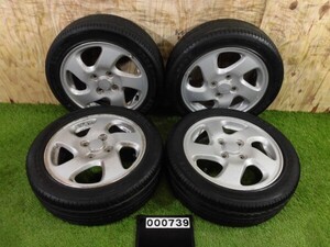 ダイハツL900Sムーブ 純正14アルミタイヤ4本セット 14×4.5J 4H PCD100 ナンカンAS-1 165/55R14 夏タイヤ 中古品 ZC000739