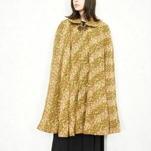 EU VINTAGE MIX TWEED DESIGN CAPE COAT PONCHO/ヨーロッパ古着ミックスツイードデザインケープコート(ポンチョ)